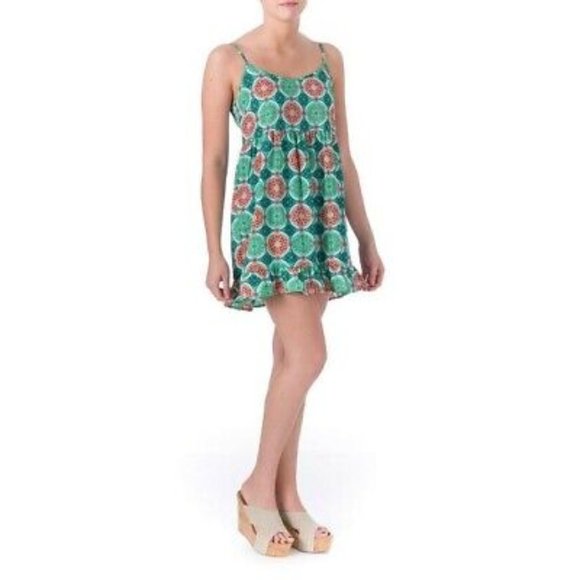 NWT Women's ONE CLOTHING JUNIORS SLEEVELESS SHORT BABYDOLL DRESS green floral M - Picture 1 of 9